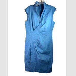 Lafayette 148 ladies shirt faux wrap Dress Size 8 poplin career sleeveless